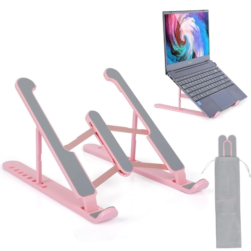 JERX Pink Foldable Laptop Stand - 11.4" x 3.1" x 0.8"